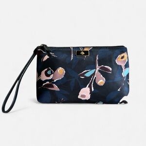 ✨ Kate Spade Navy Floral Double Zip Wristlet Clutch NWOT